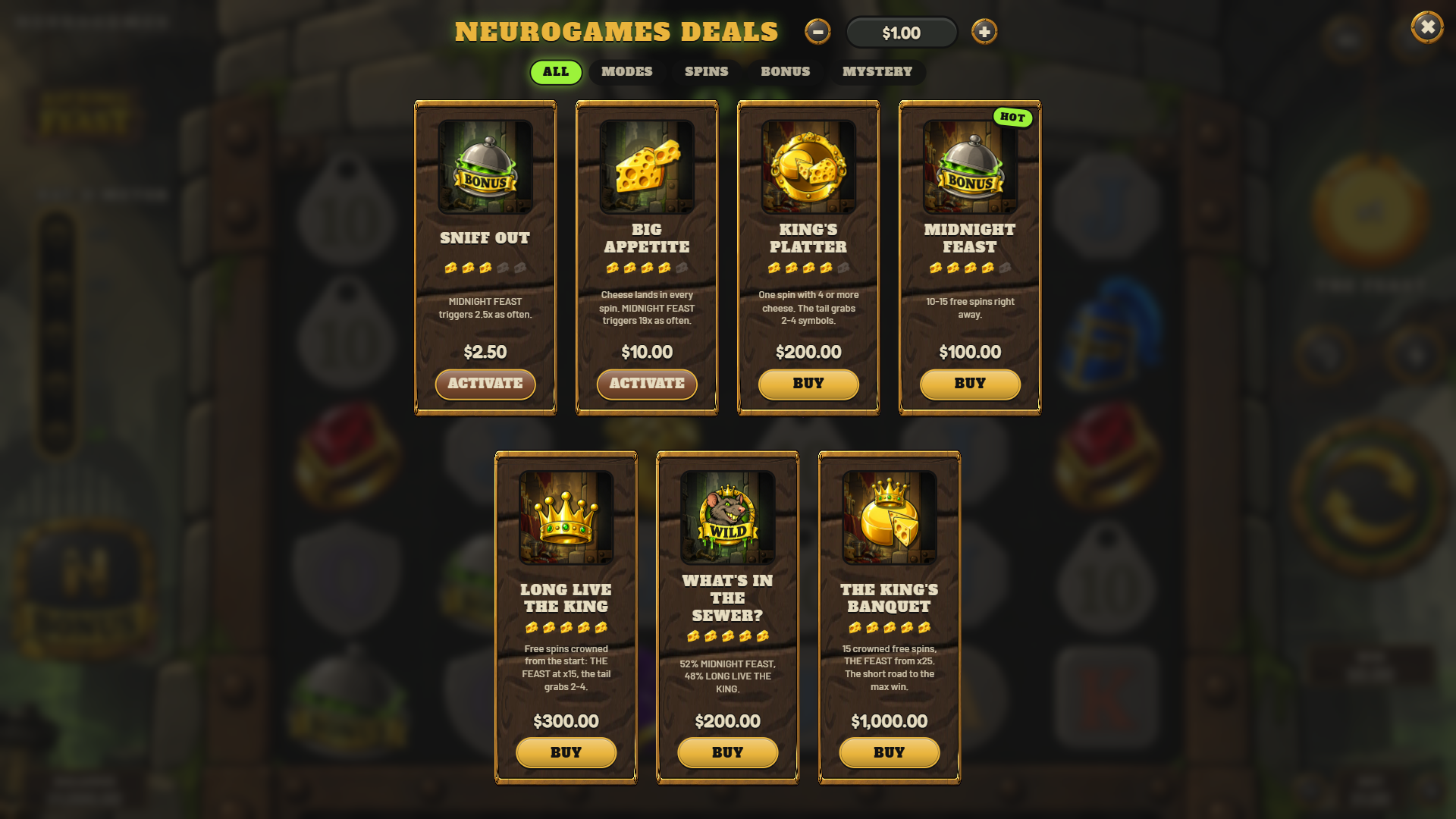 Rat King's Feast bonus buy menu