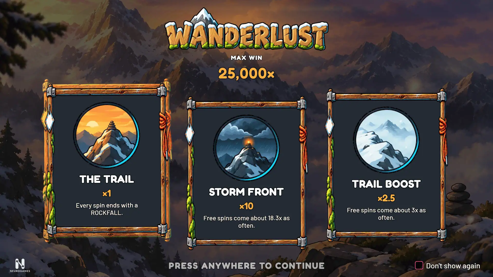Wanderlust slot intro screen
