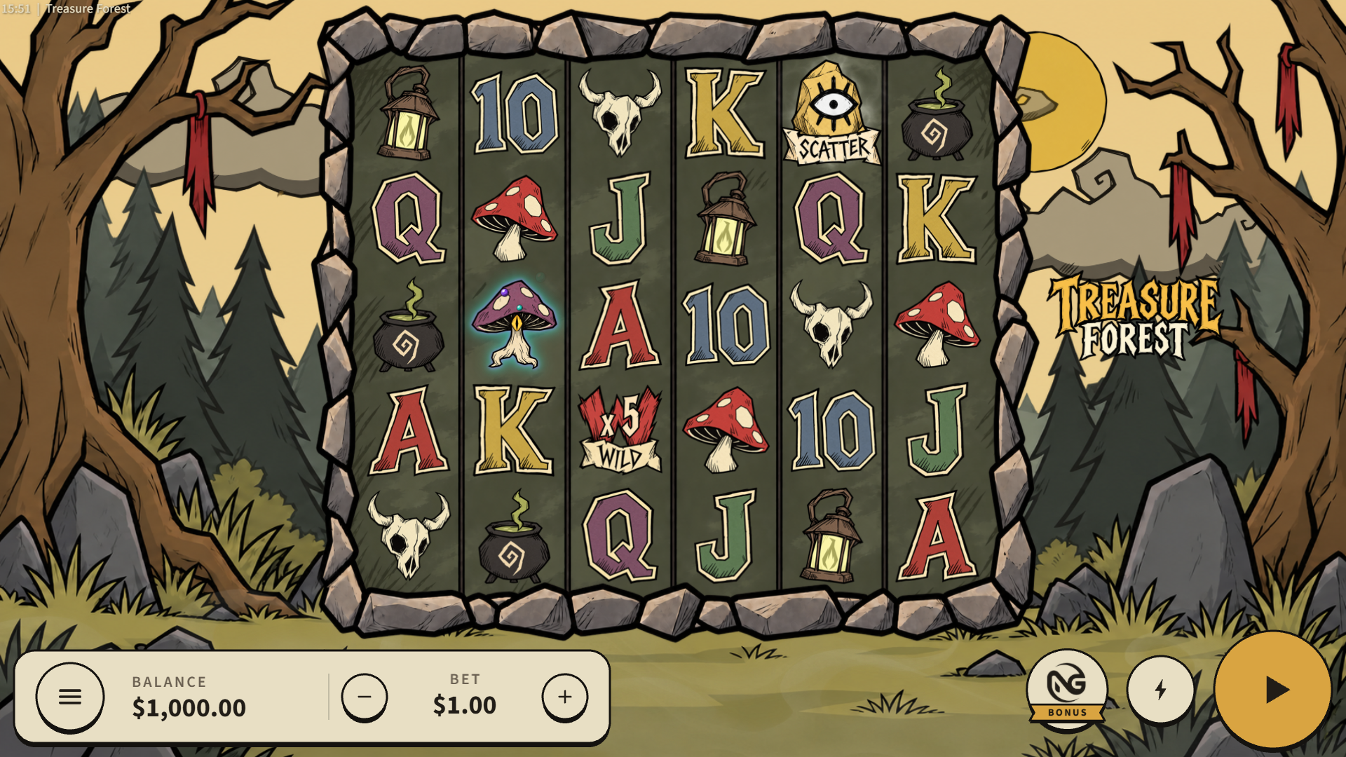 Treasure Forest slot gameplay reels