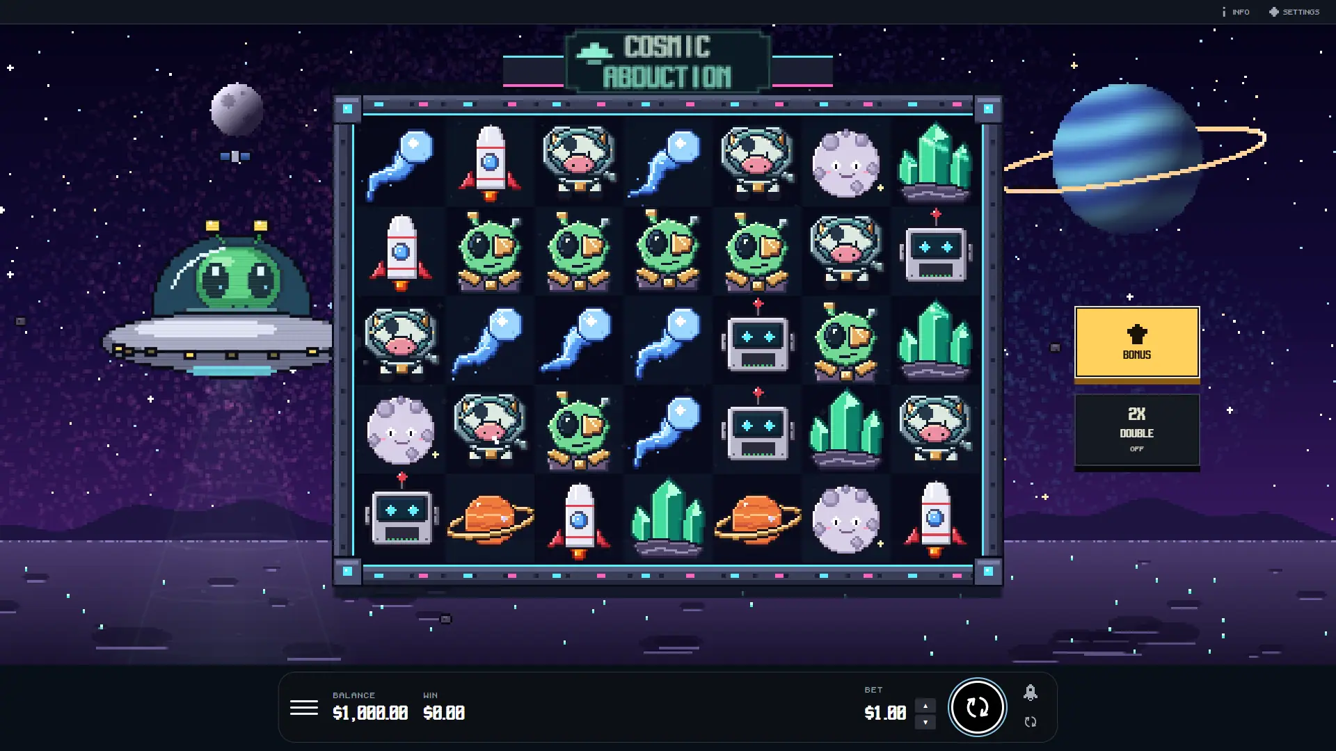 Pixel Abduction slot gameplay reels