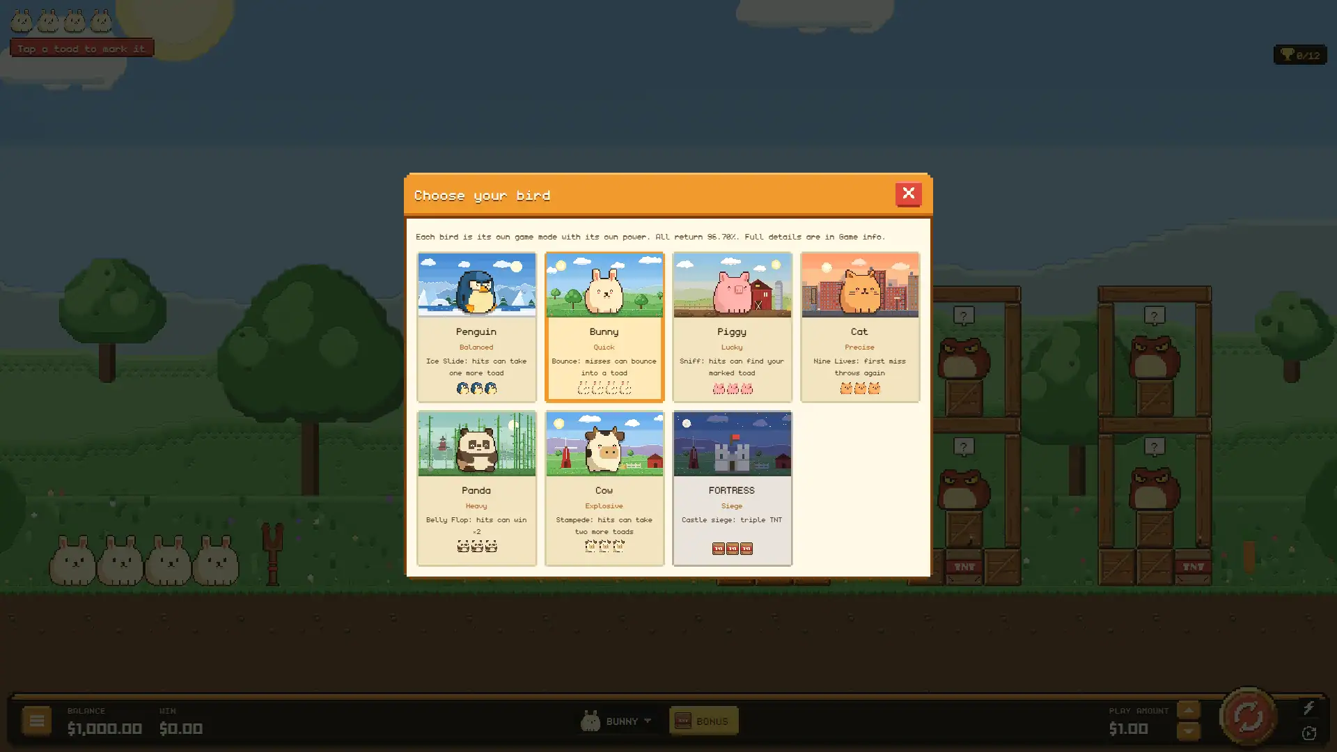 Pixel Birds slot intro screen