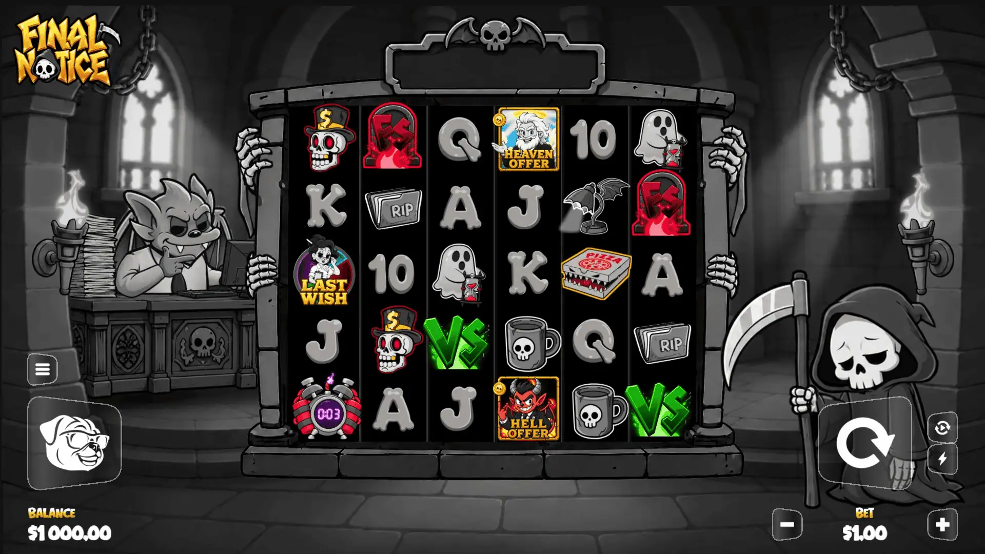 Final Notice slot gameplay reels