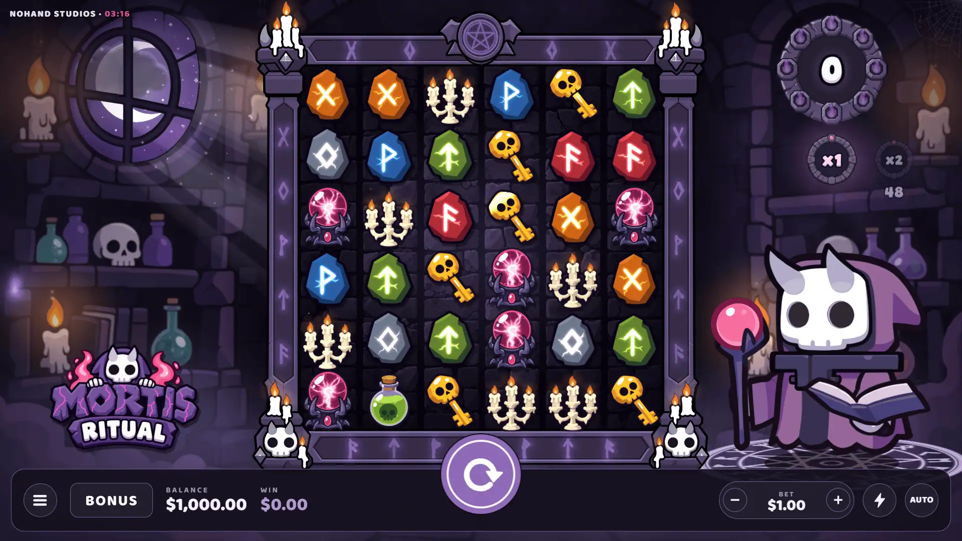 Mortis Ritual slot gameplay reels