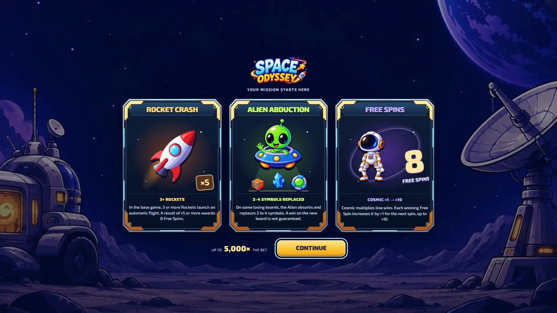 Space Odyssey slot intro screen