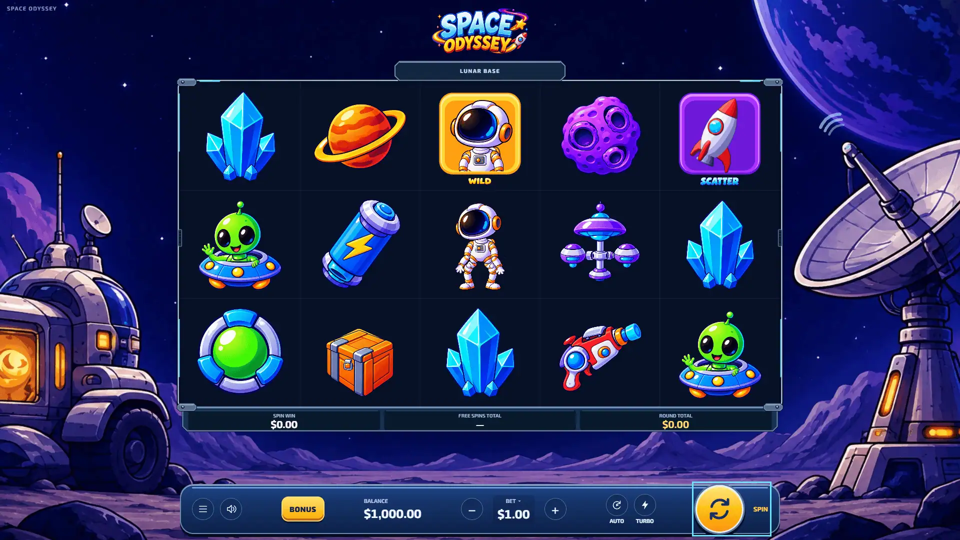 Space Odyssey slot gameplay reels