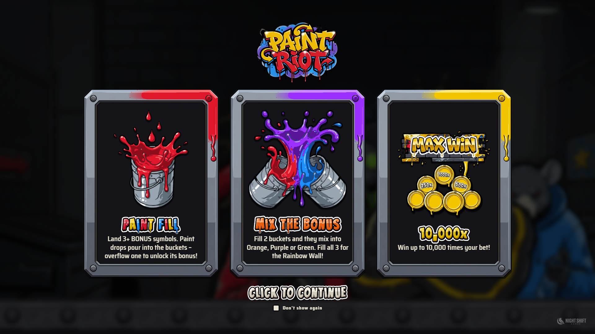 Paint Riot slot intro screen