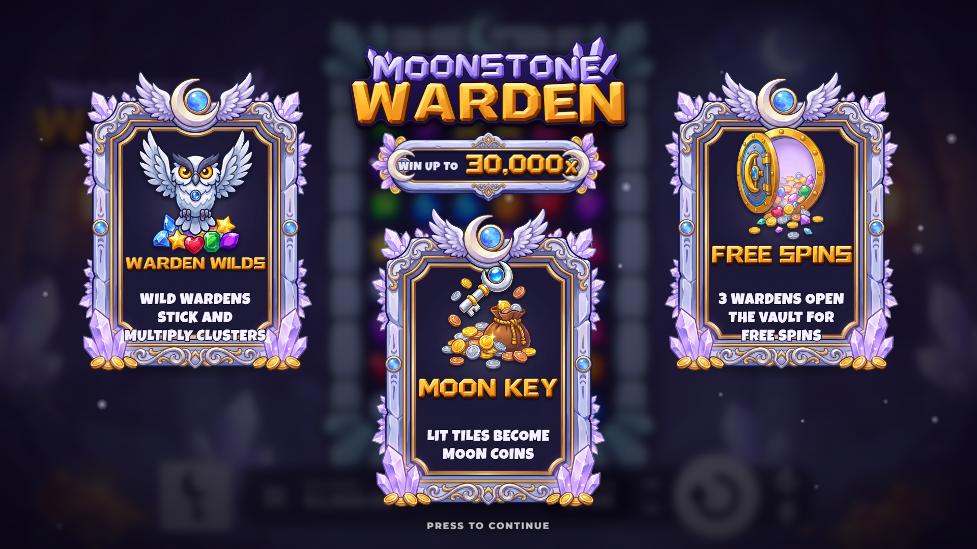 Moonstone Warden slot intro screen