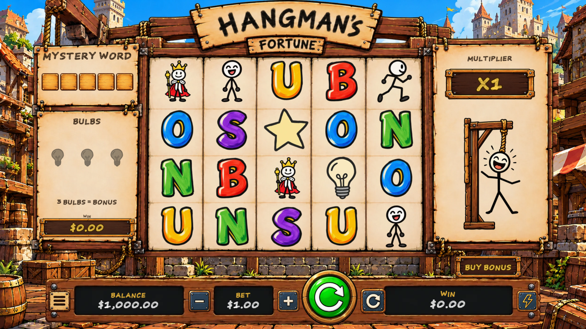 Hangman's Fortune slot gameplay reels