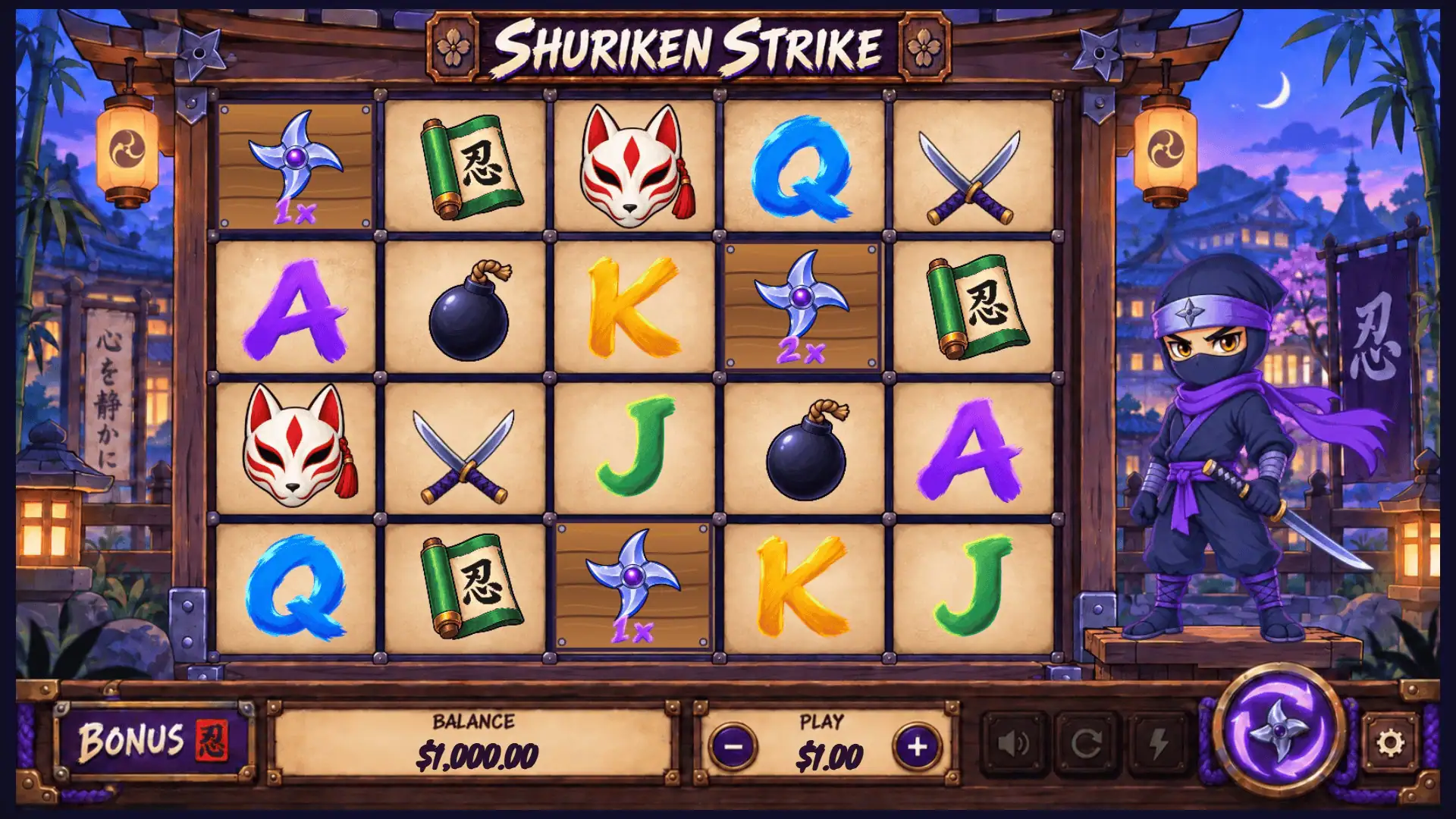 Shuriken Strike slot gameplay reels