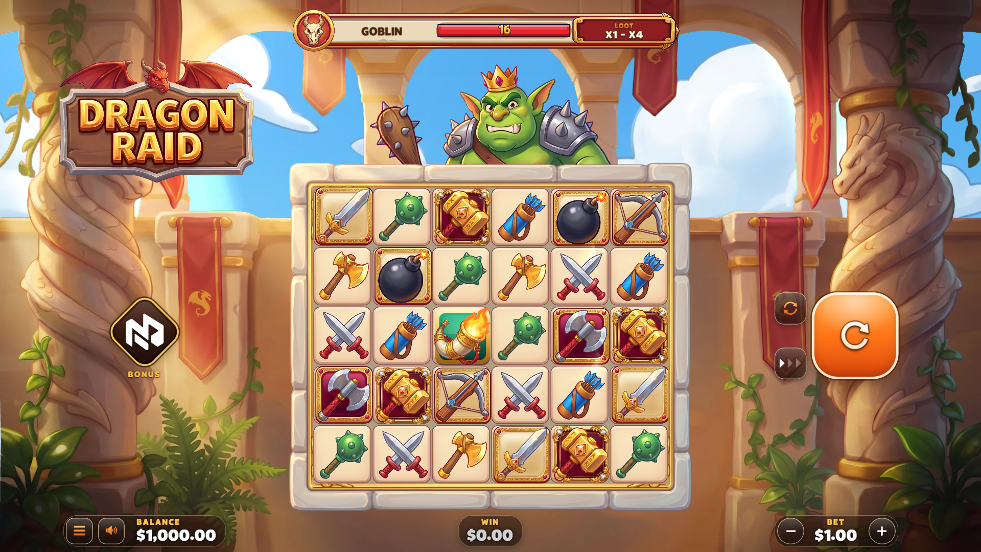 Dragon Raid slot gameplay reels