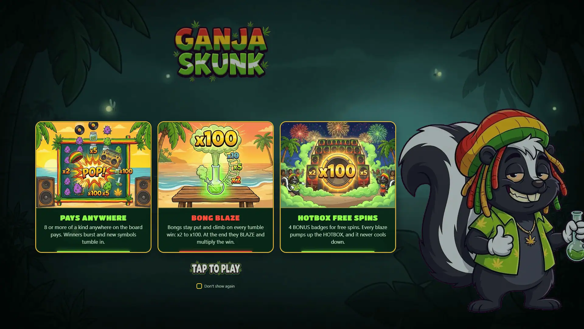 Ganja Skunk slot intro screen