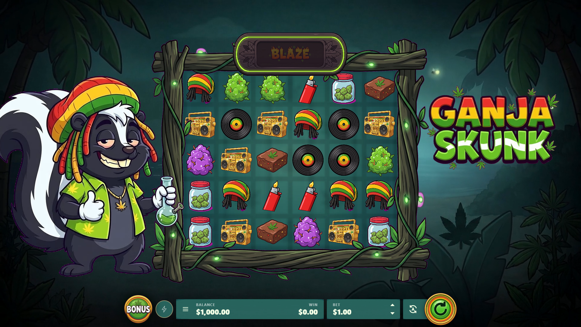 Ganja Skunk slot gameplay reels