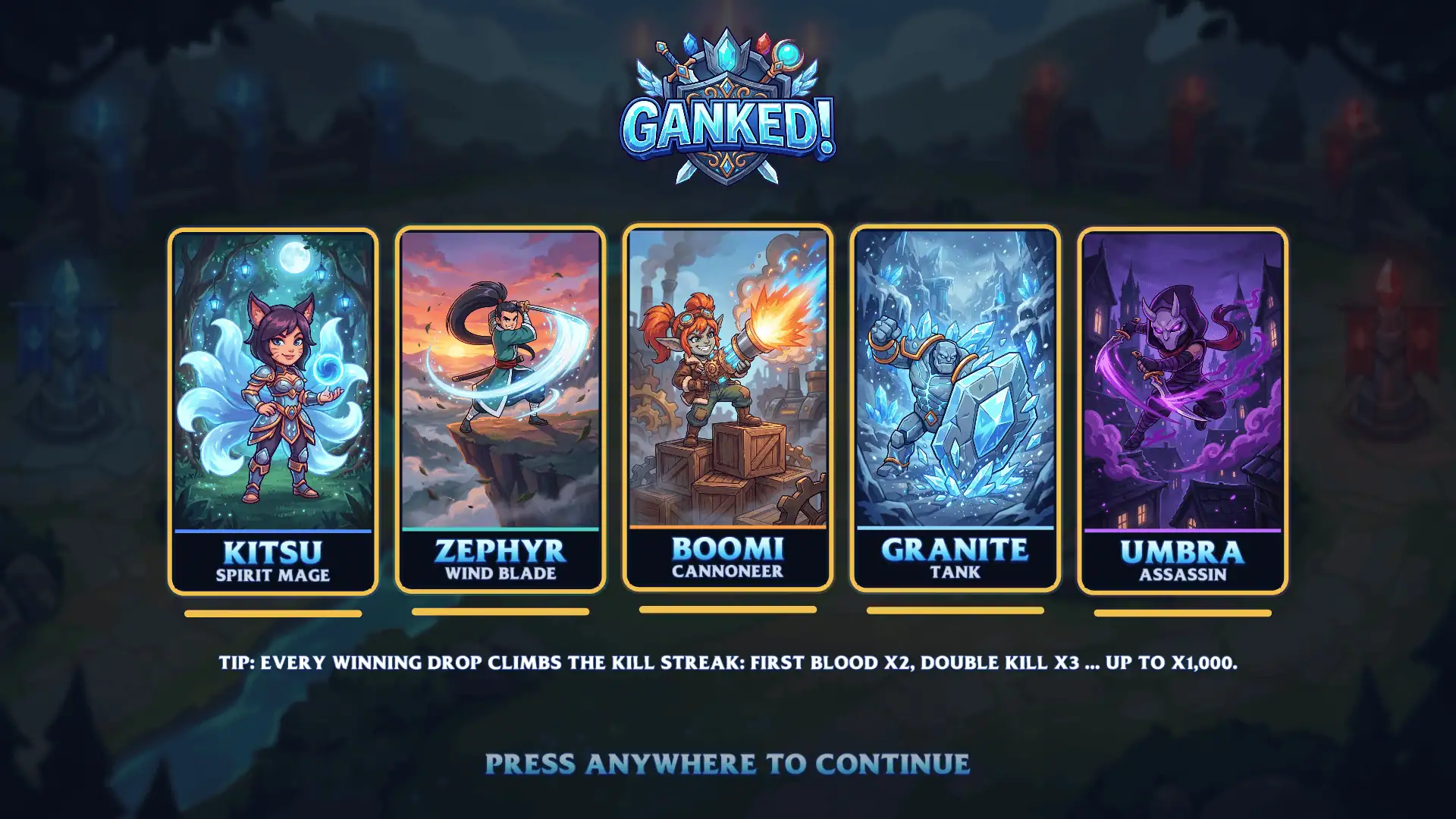 Ganked slot intro screen