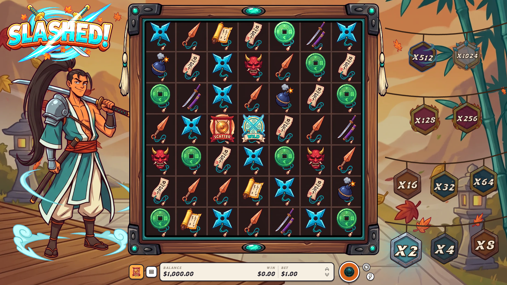 Slashed! slot gameplay reels