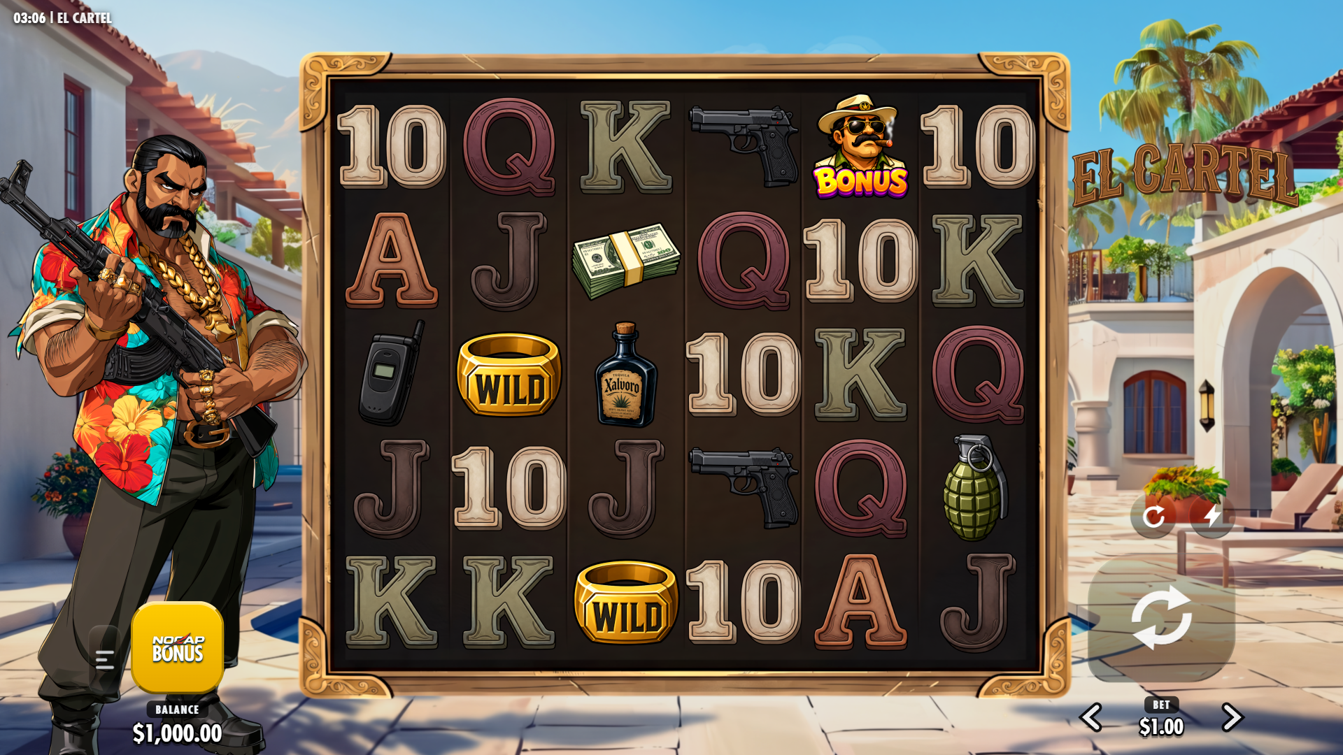 El Cartel slot gameplay grid
