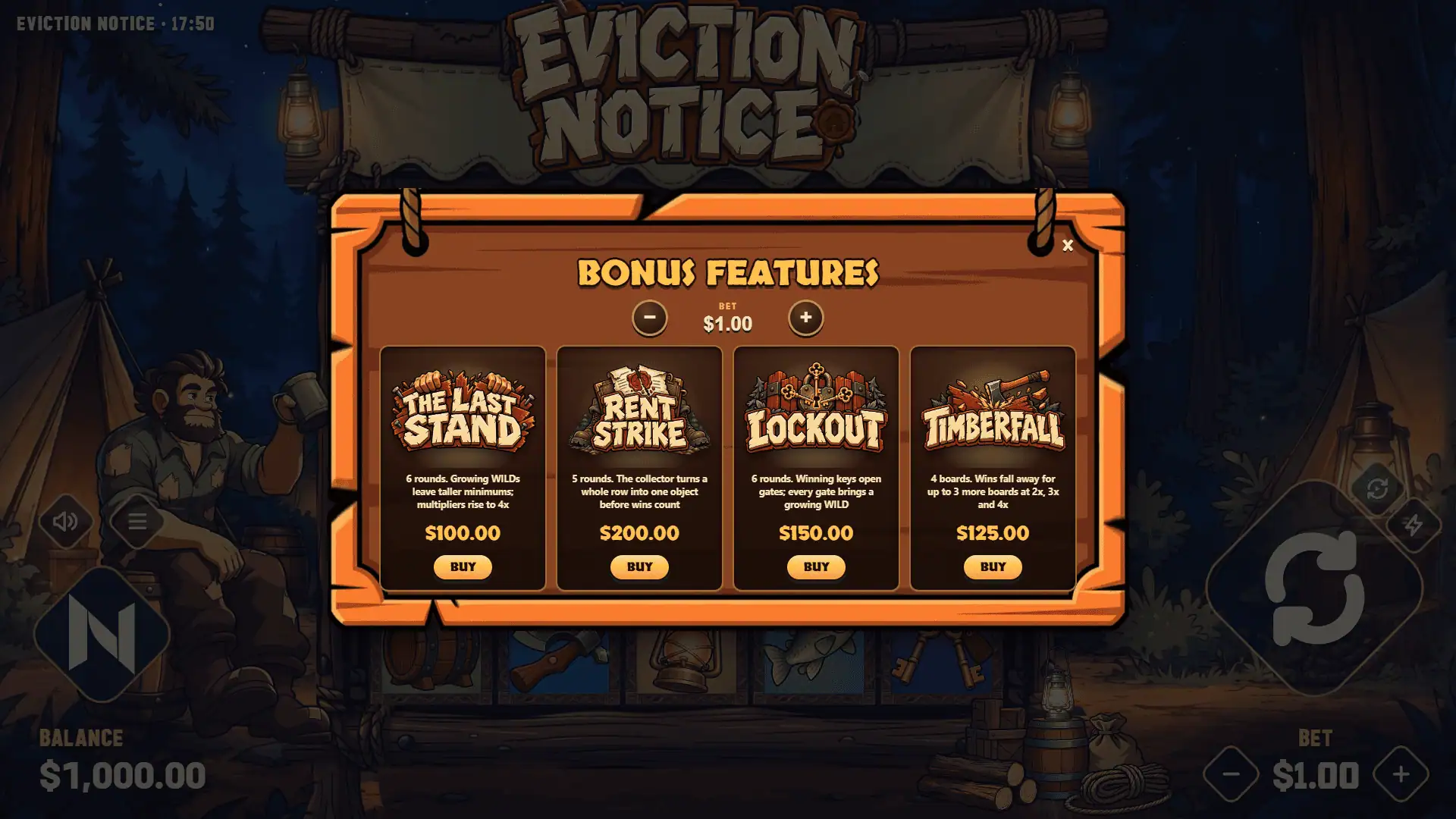 Eviction Notice bonus buy menu