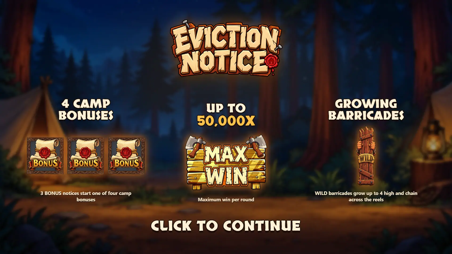 Eviction Notice slot intro screen