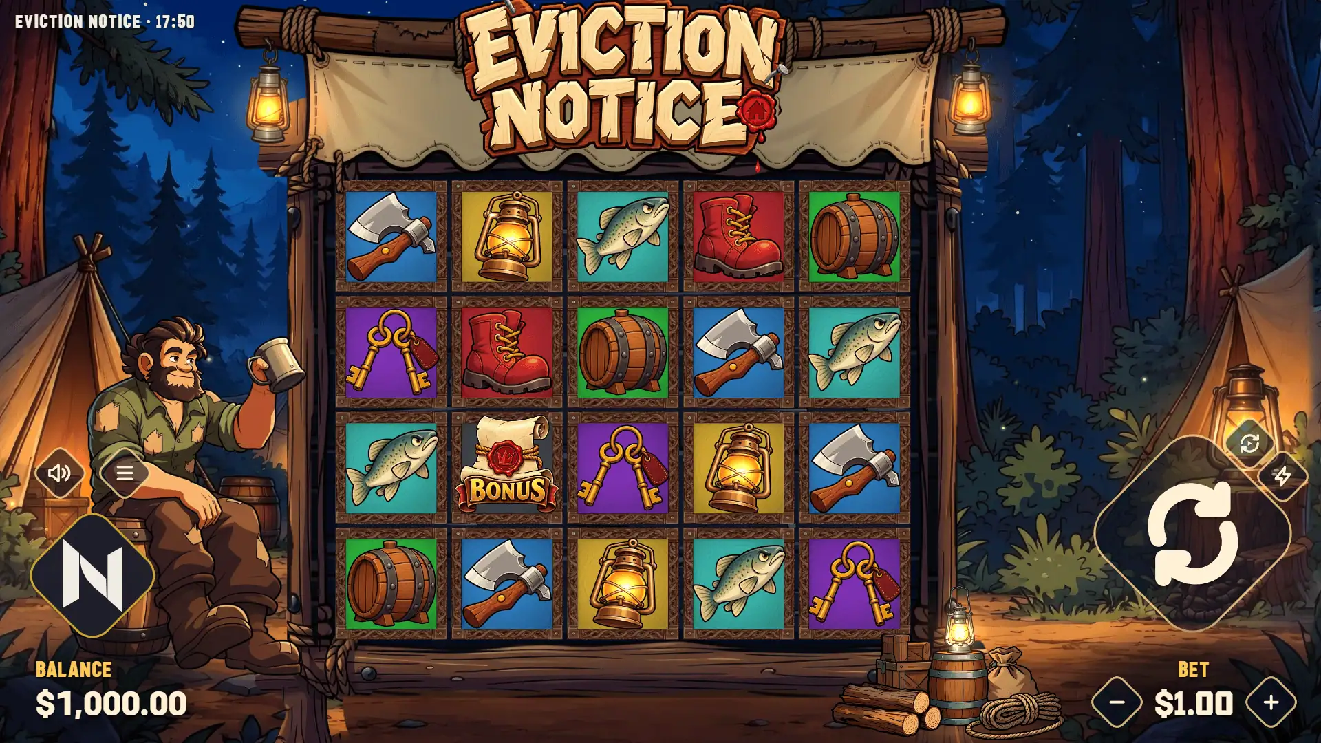 Eviction Notice slot gameplay reels