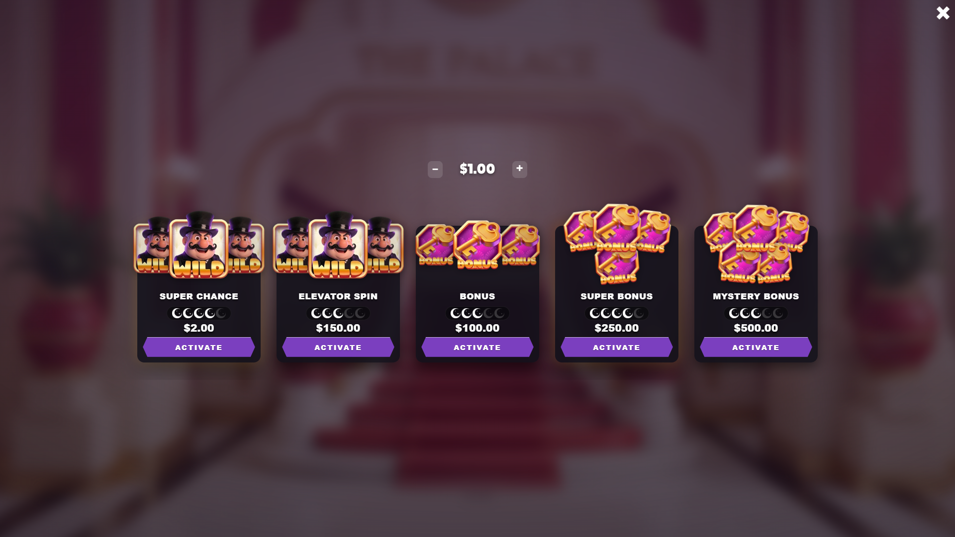 Golden Continental bonus buy menu
