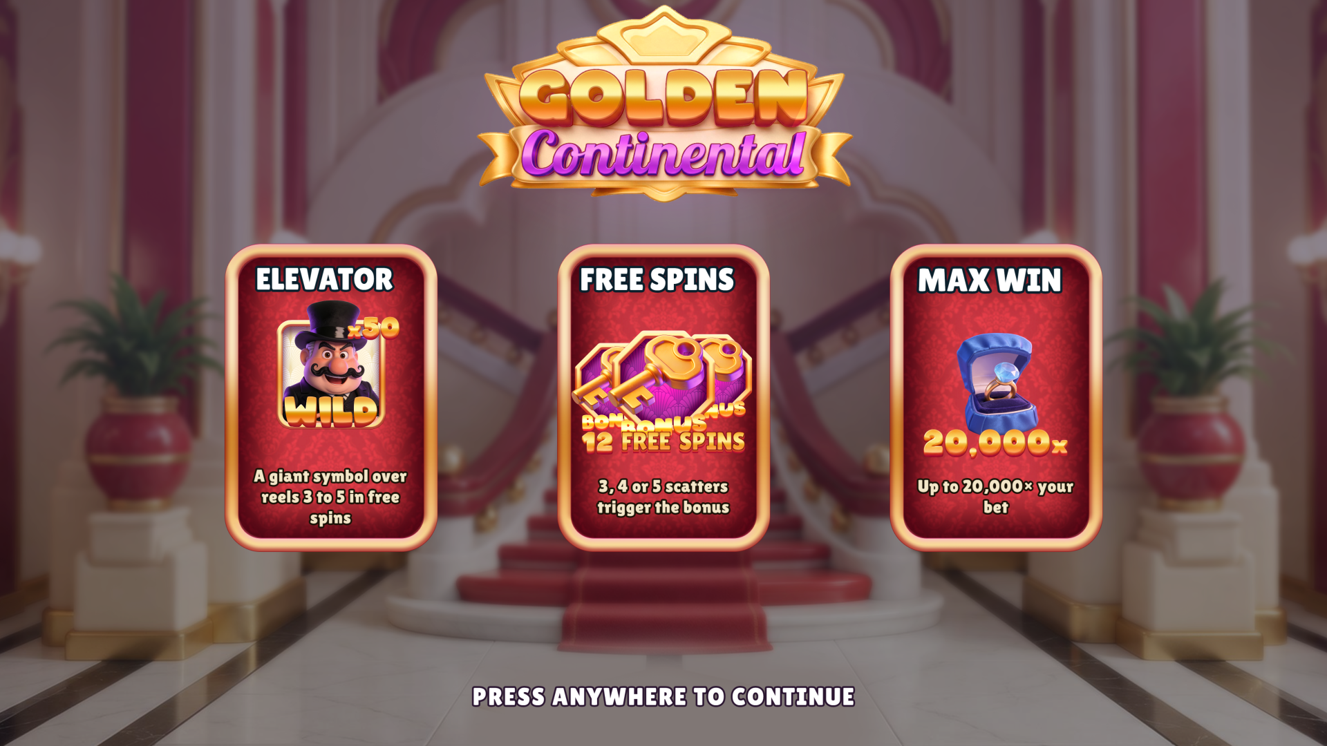 Golden Continental slot intro screen