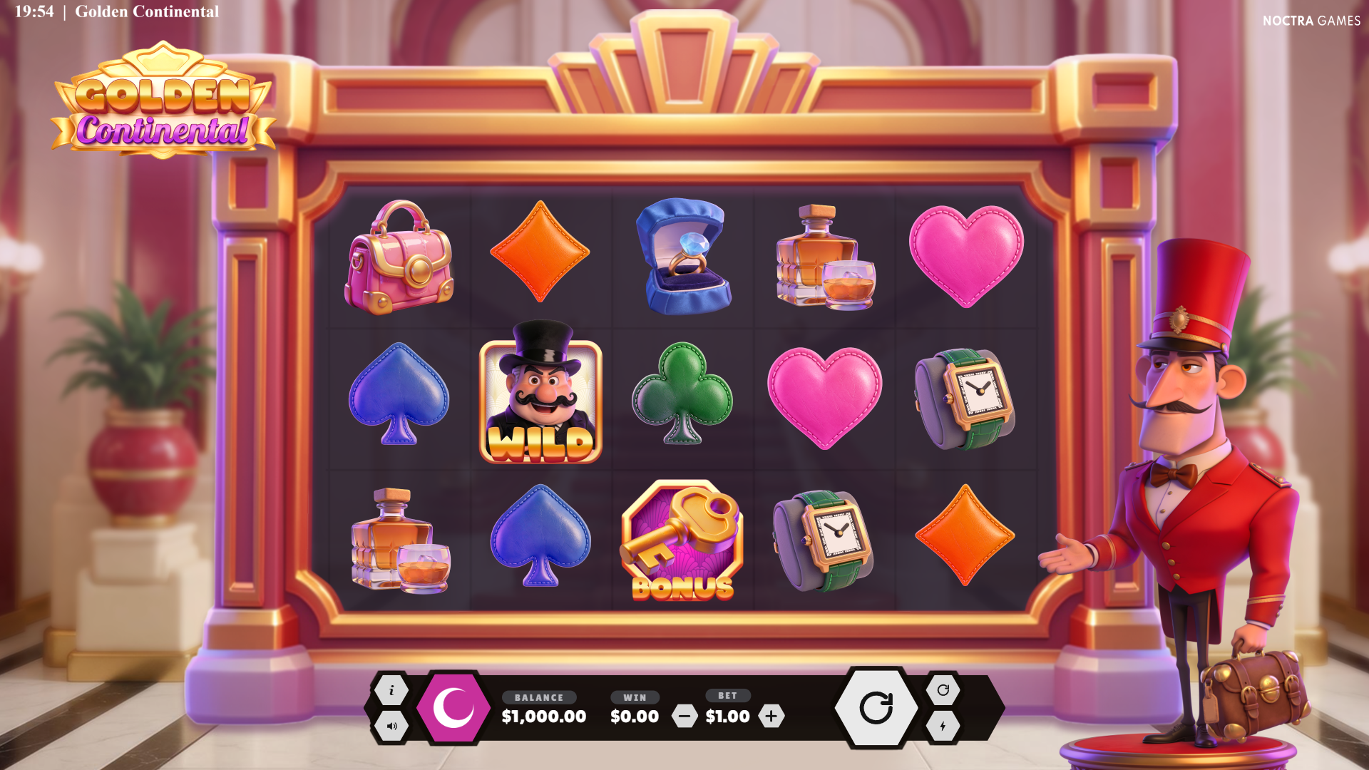 Golden Continental slot gameplay reels