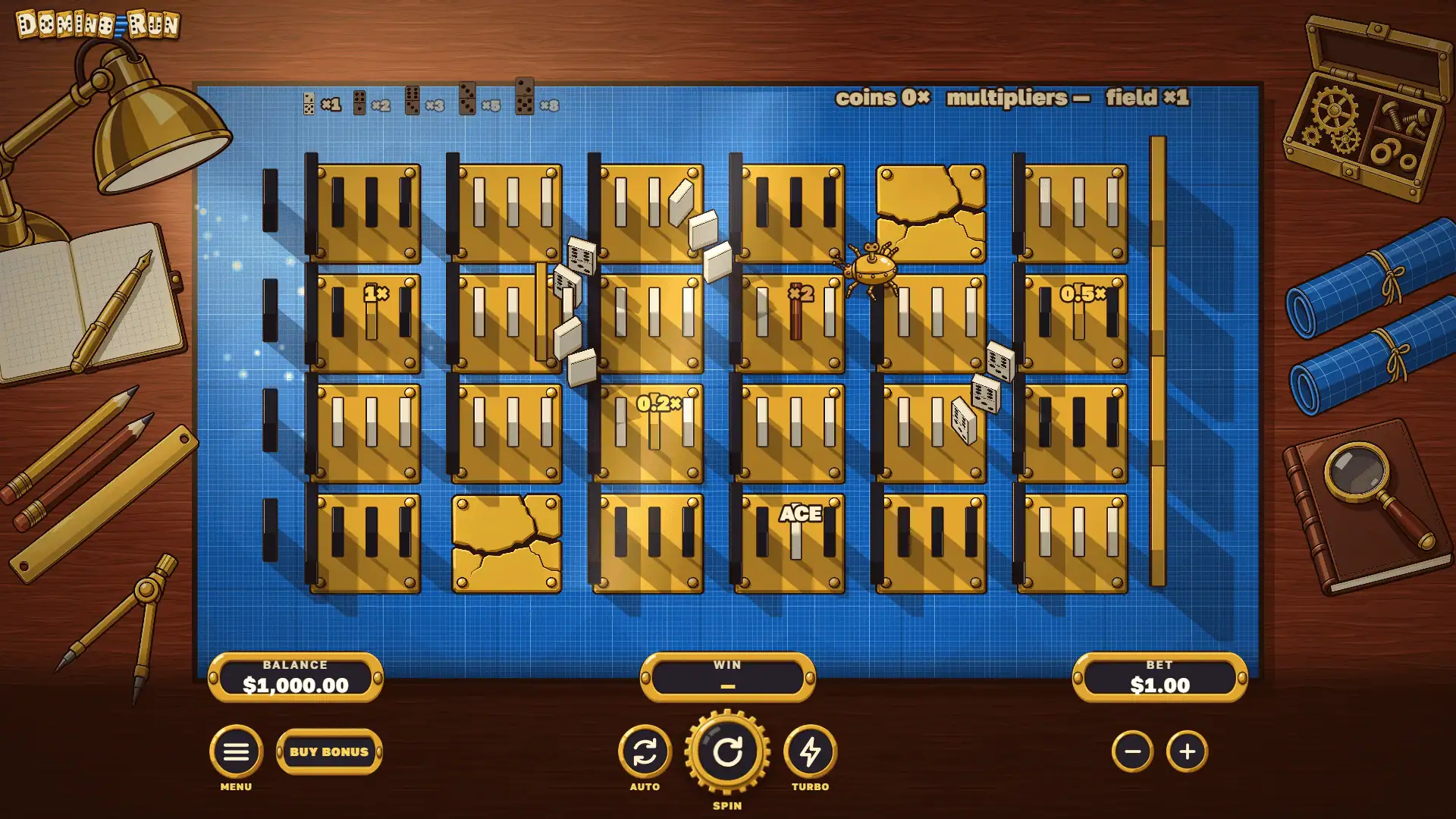 Domino Run slot gameplay reels