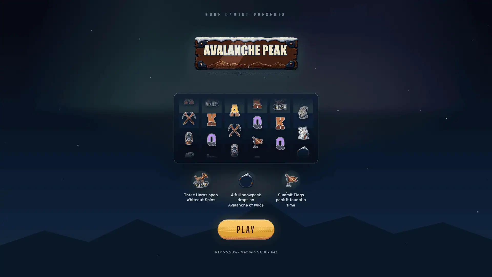 Avalanche Peak slot intro screen
