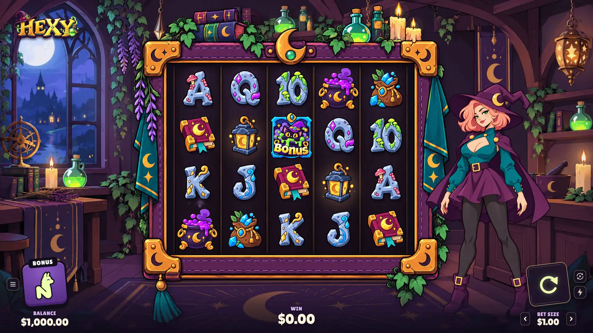 Hexy slot gameplay reels
