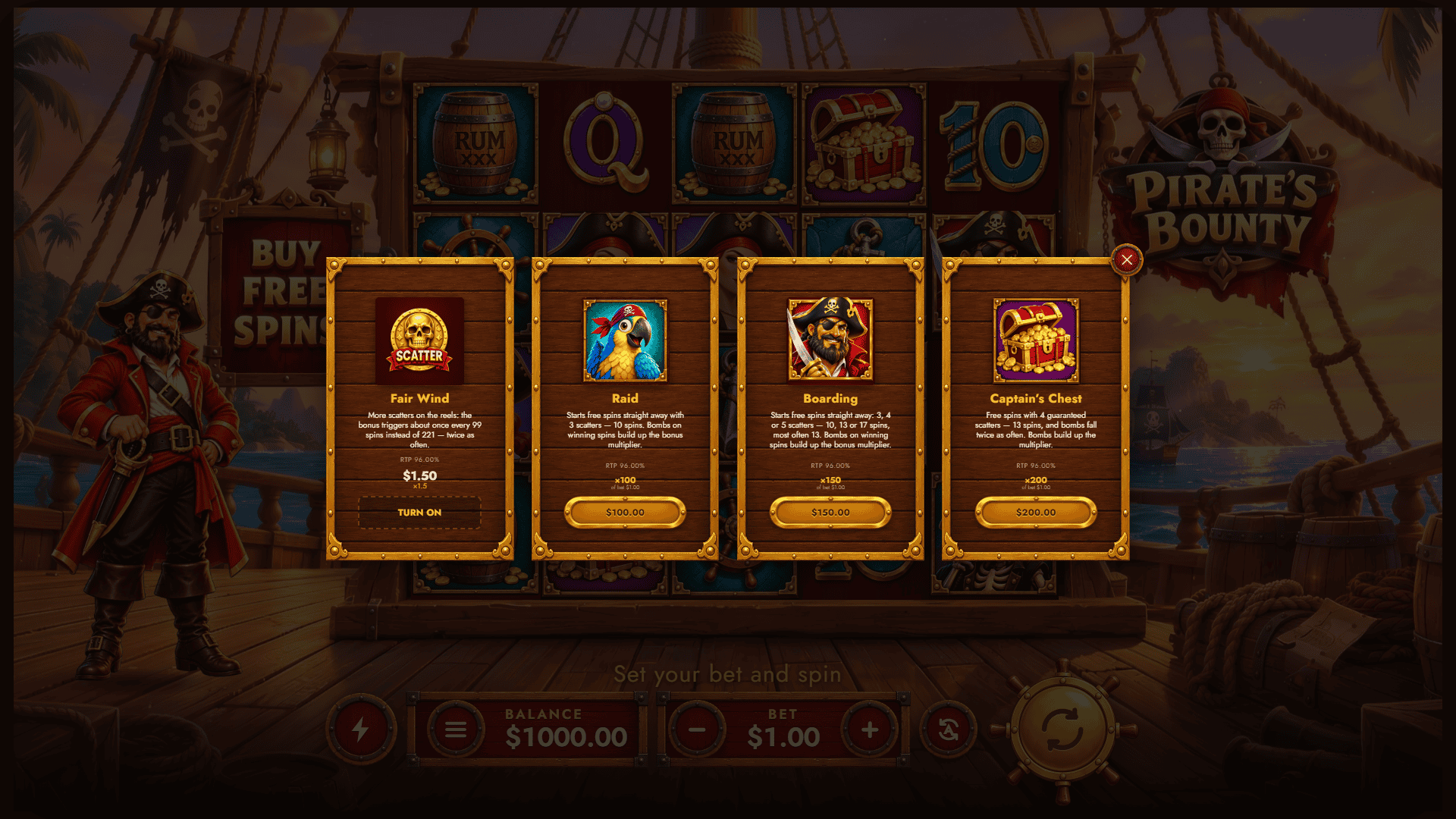 Pirate&rsquo;s Bounty bonus buy menu