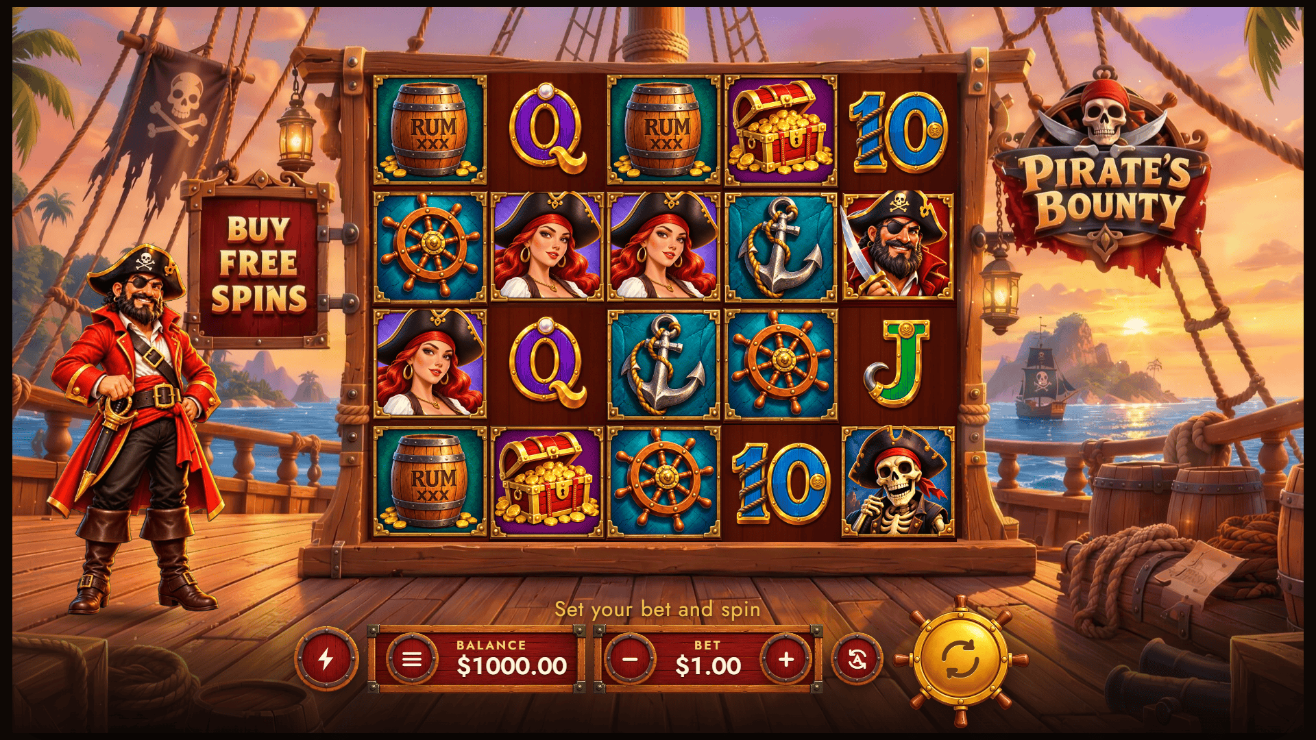 Pirate&rsquo;s Bounty slot gameplay reels