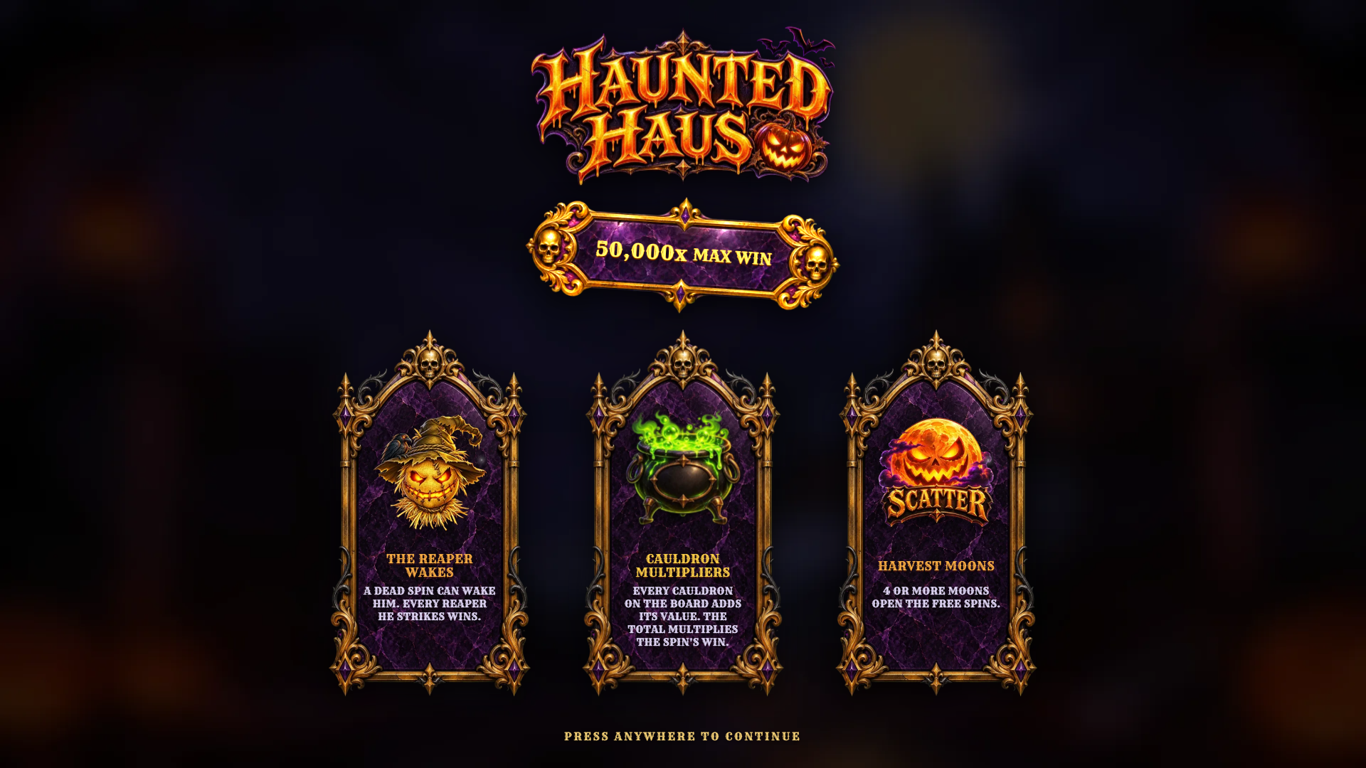 Haunted Haus slot intro screen