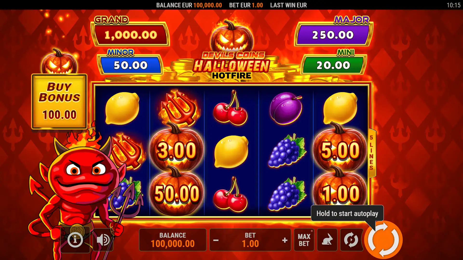 Devils Coins Halloween Hotfire Hold and Win slot gameplay reels