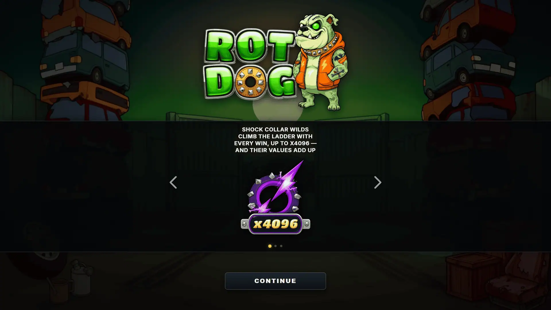 Rot Dog slot intro screen