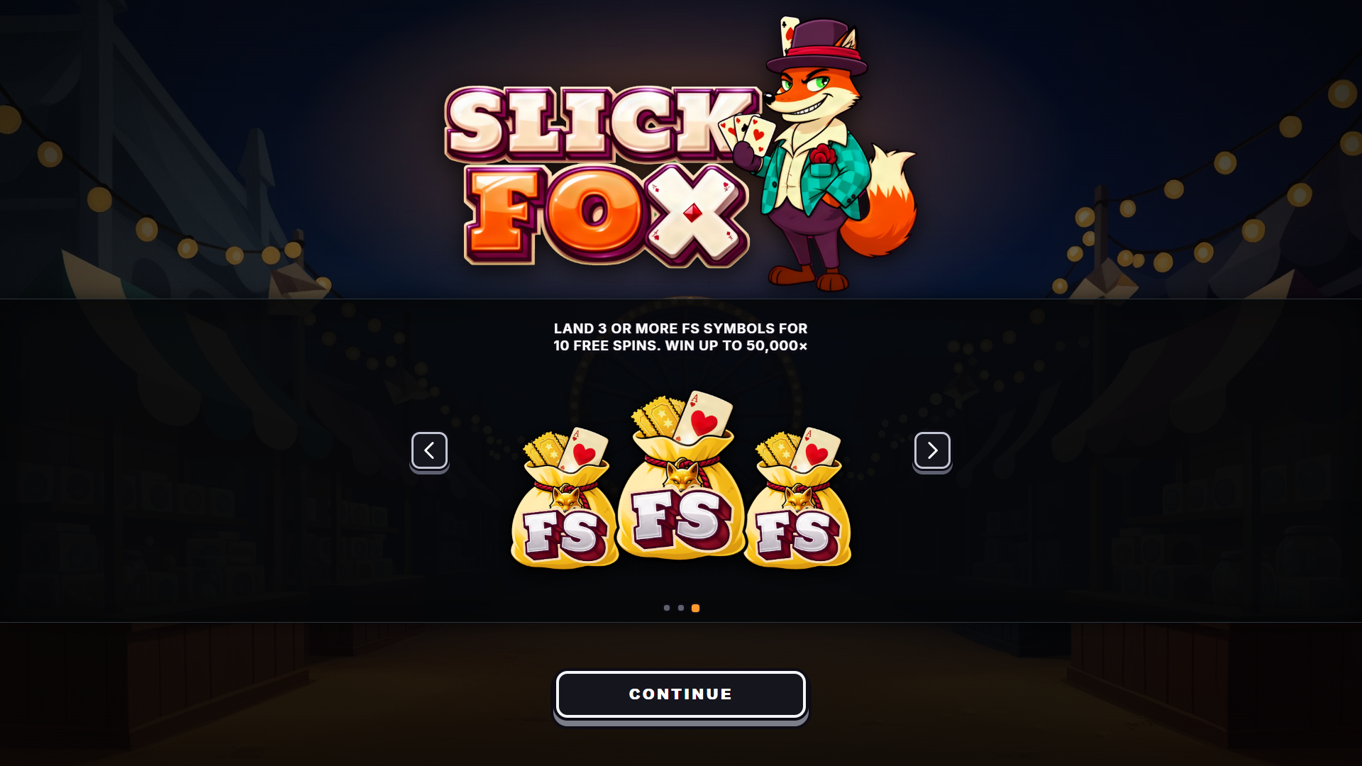 Slick Fox slot intro screen