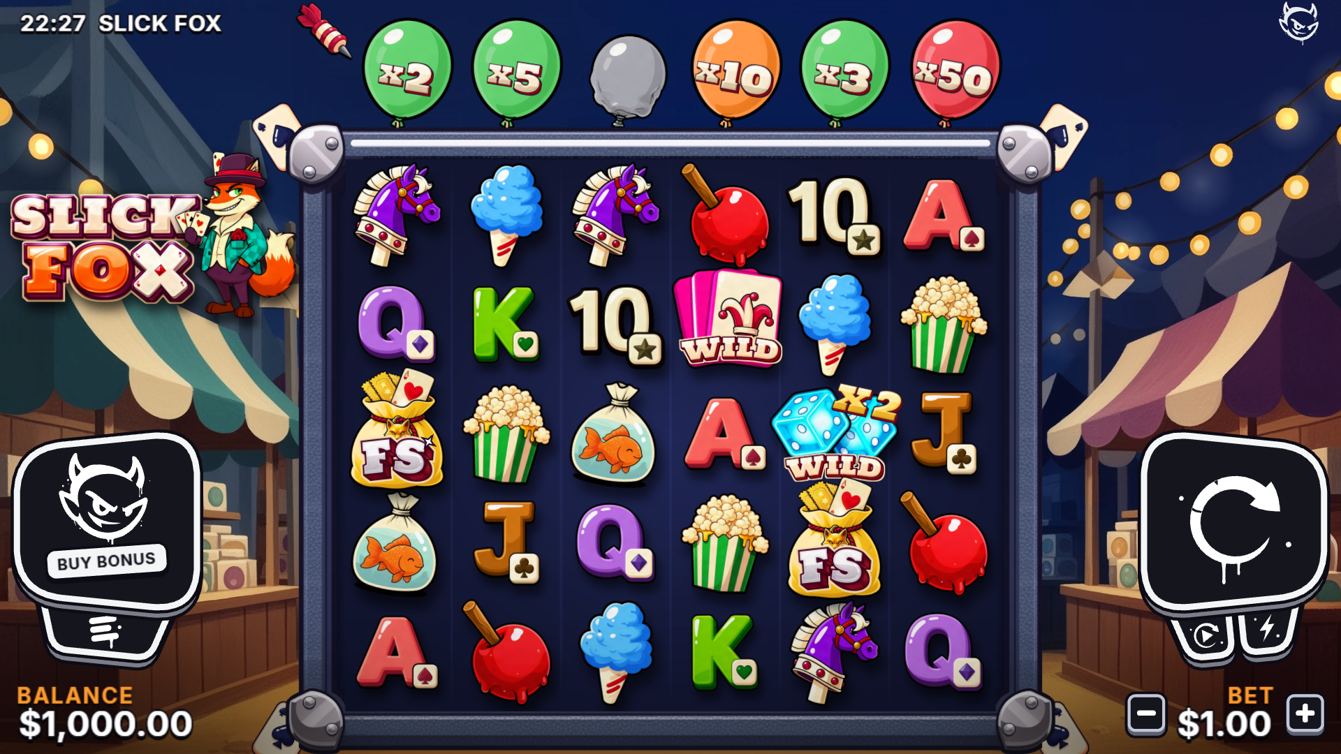 Slick Fox slot gameplay reels