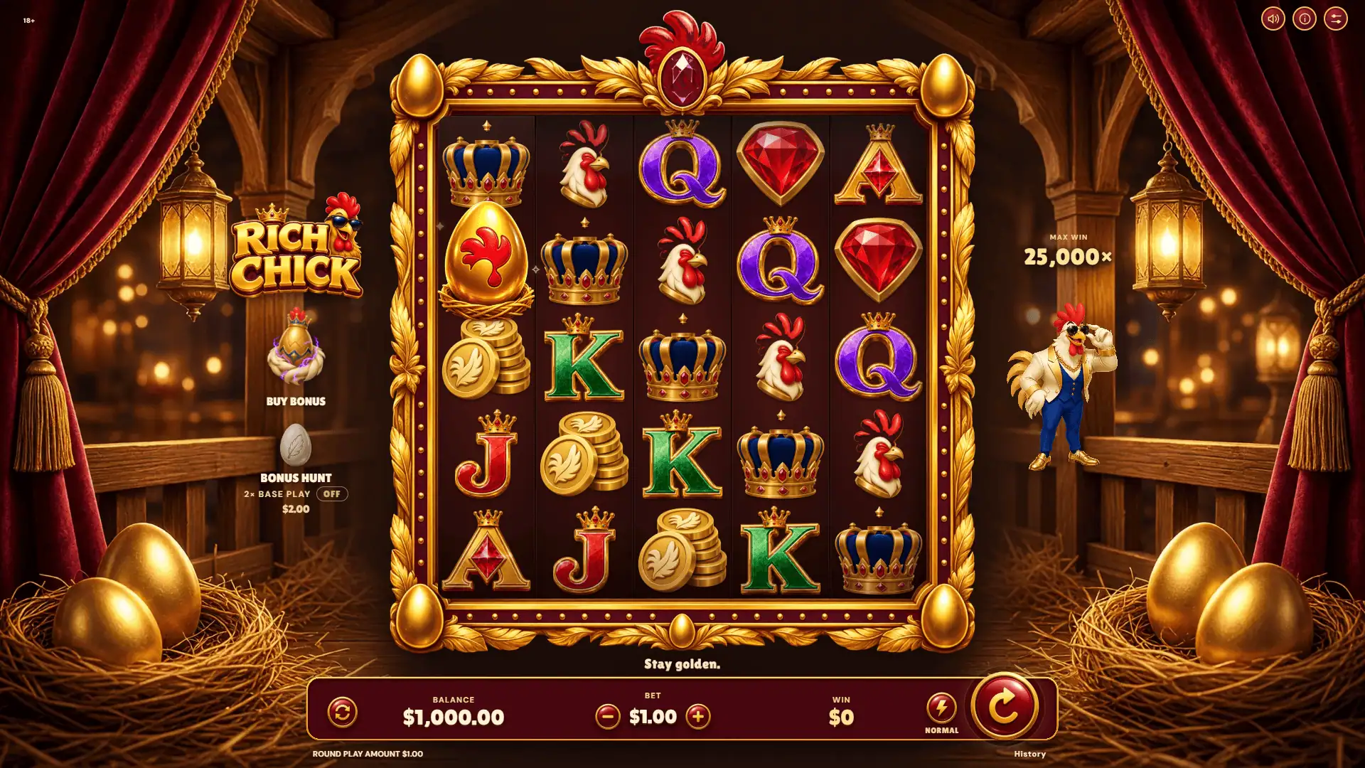 Rich Chick slot gameplay reels