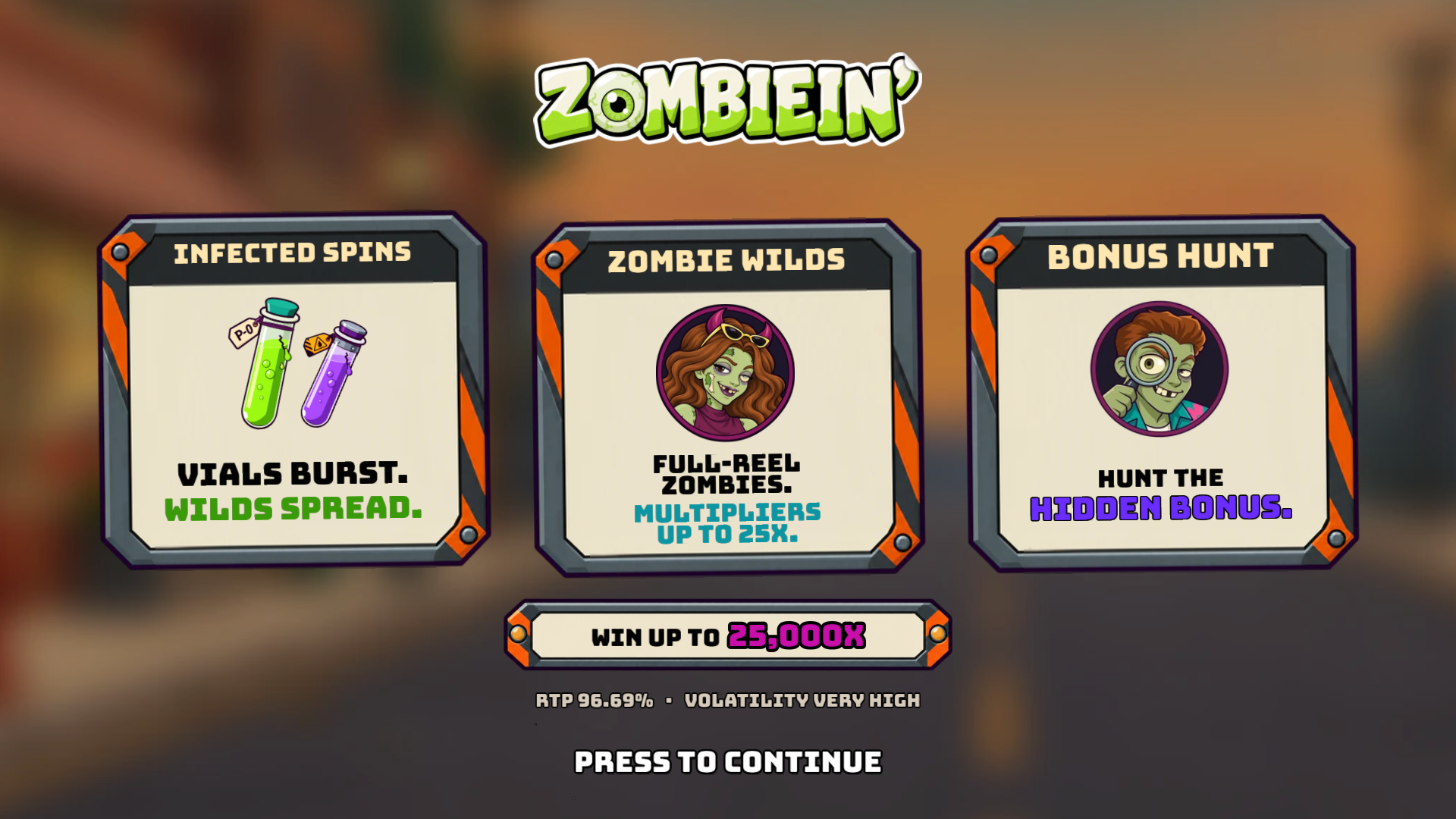Zombiein' slot intro screen