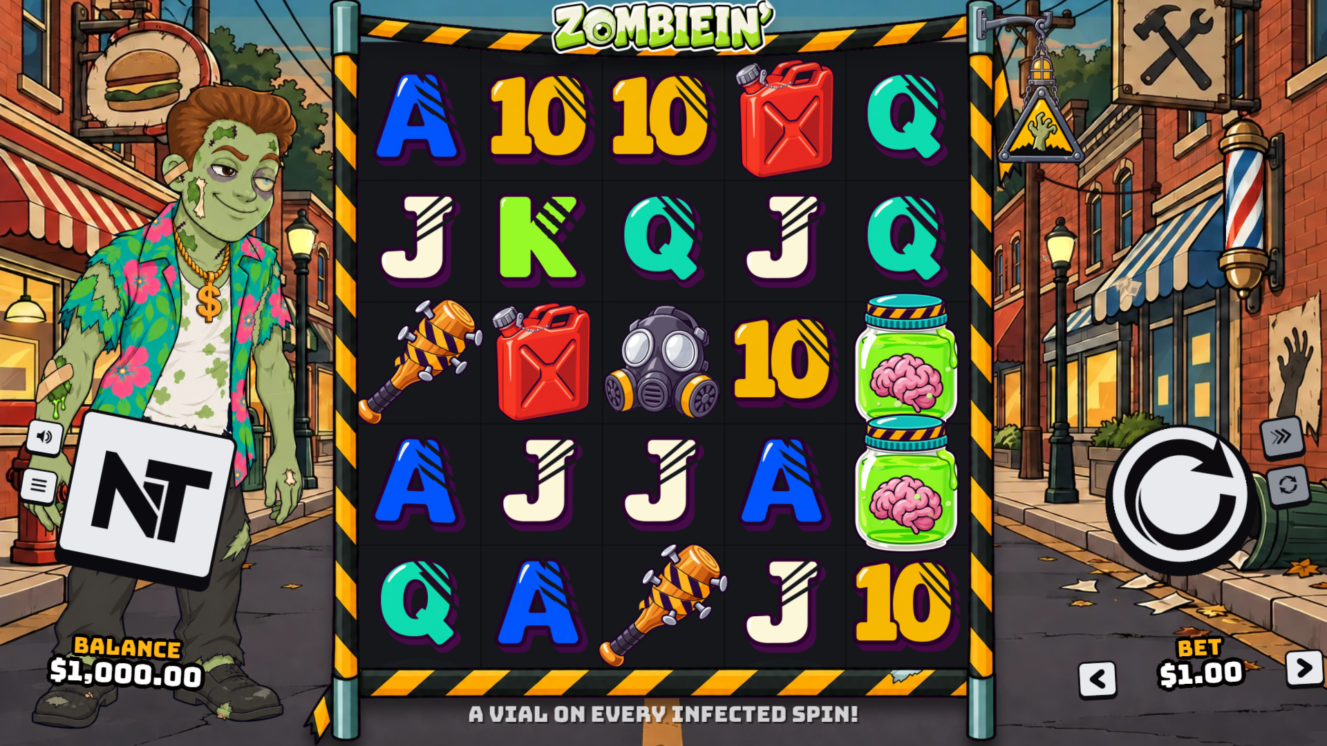 Zombiein' slot gameplay reels