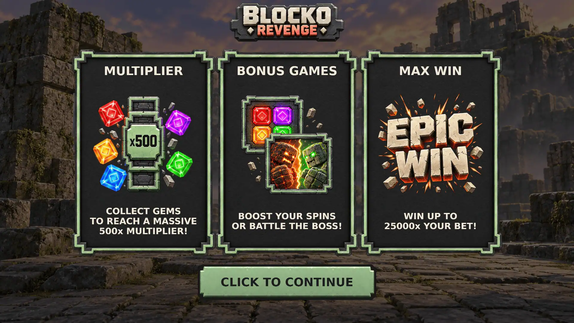 Blocko Revenge slot intro screen