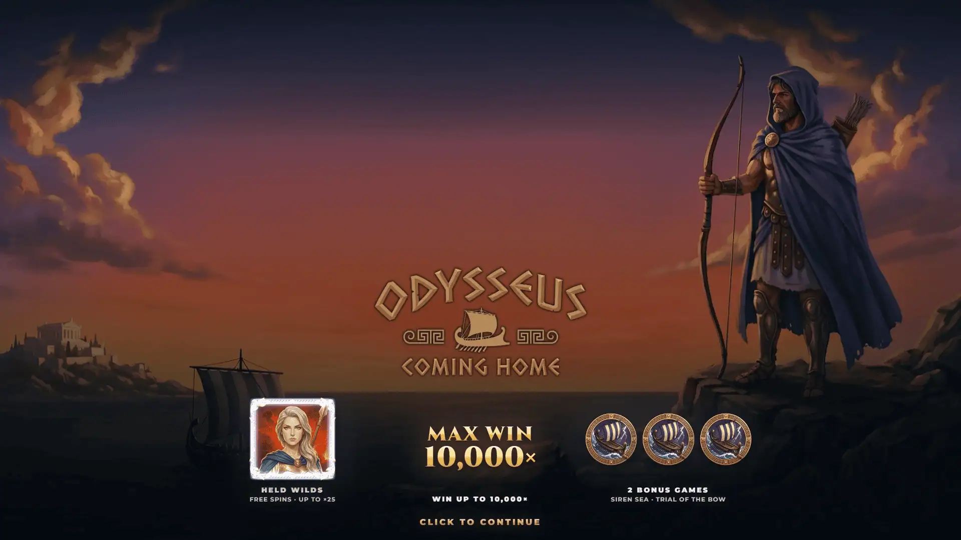Odysseus Coming Home slot intro screen