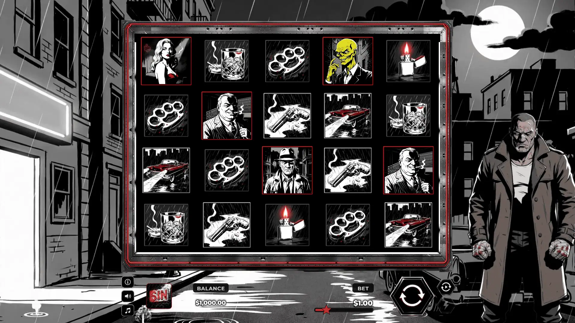 Sin Street slot gameplay reels