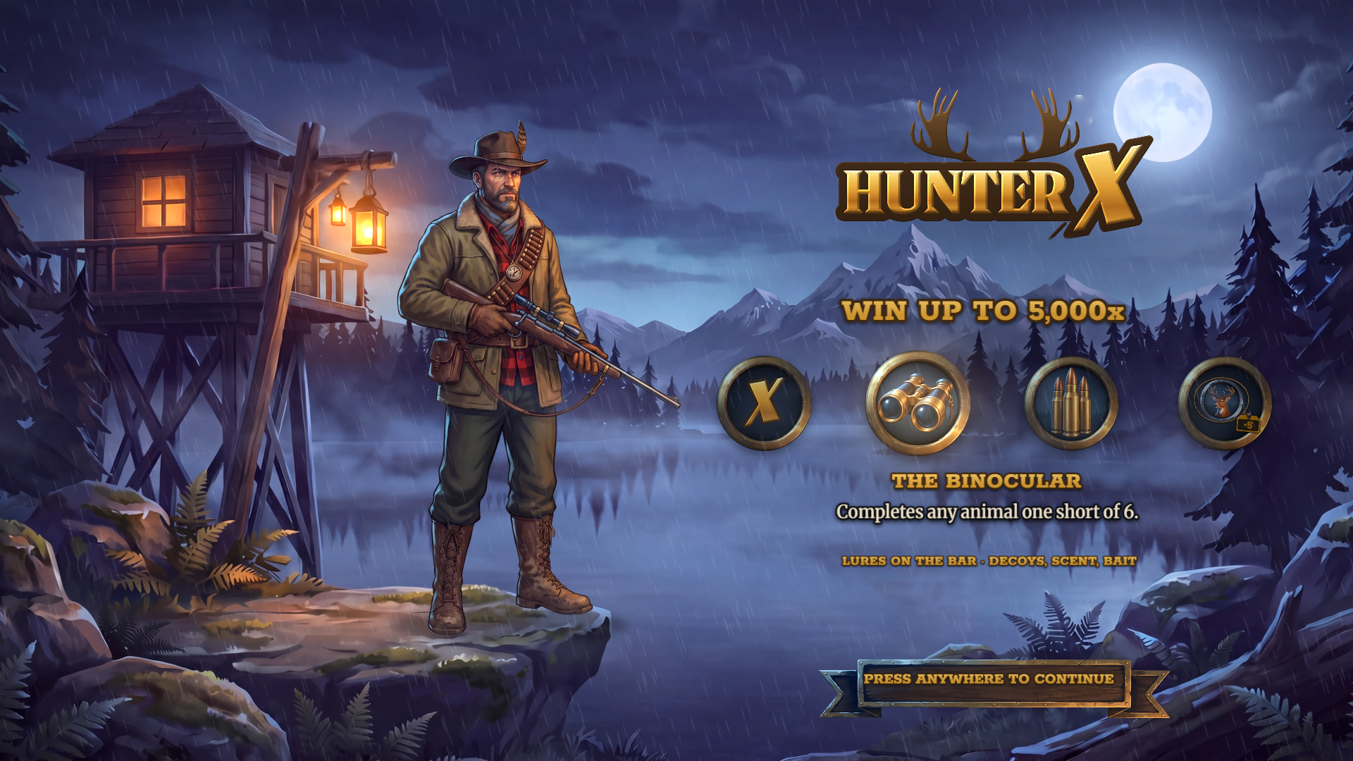HunterX slot intro screen