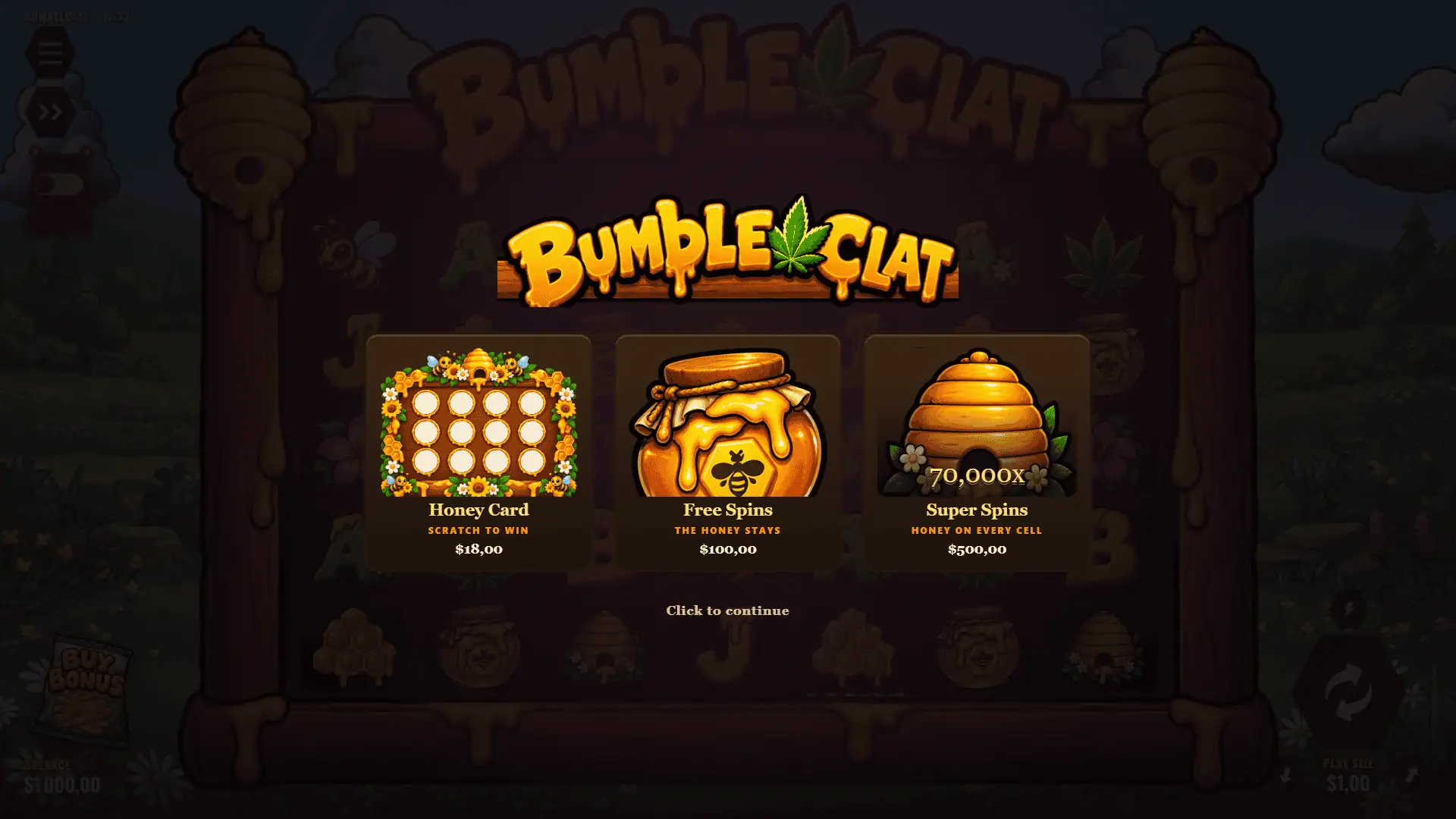 Bumble Clat slot intro screen