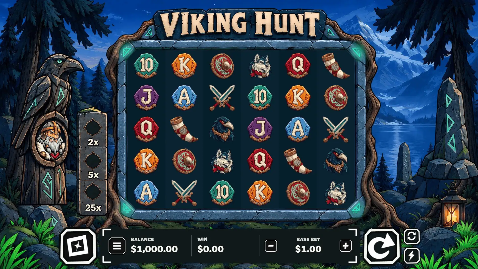 Viking Hunt slot gameplay reels