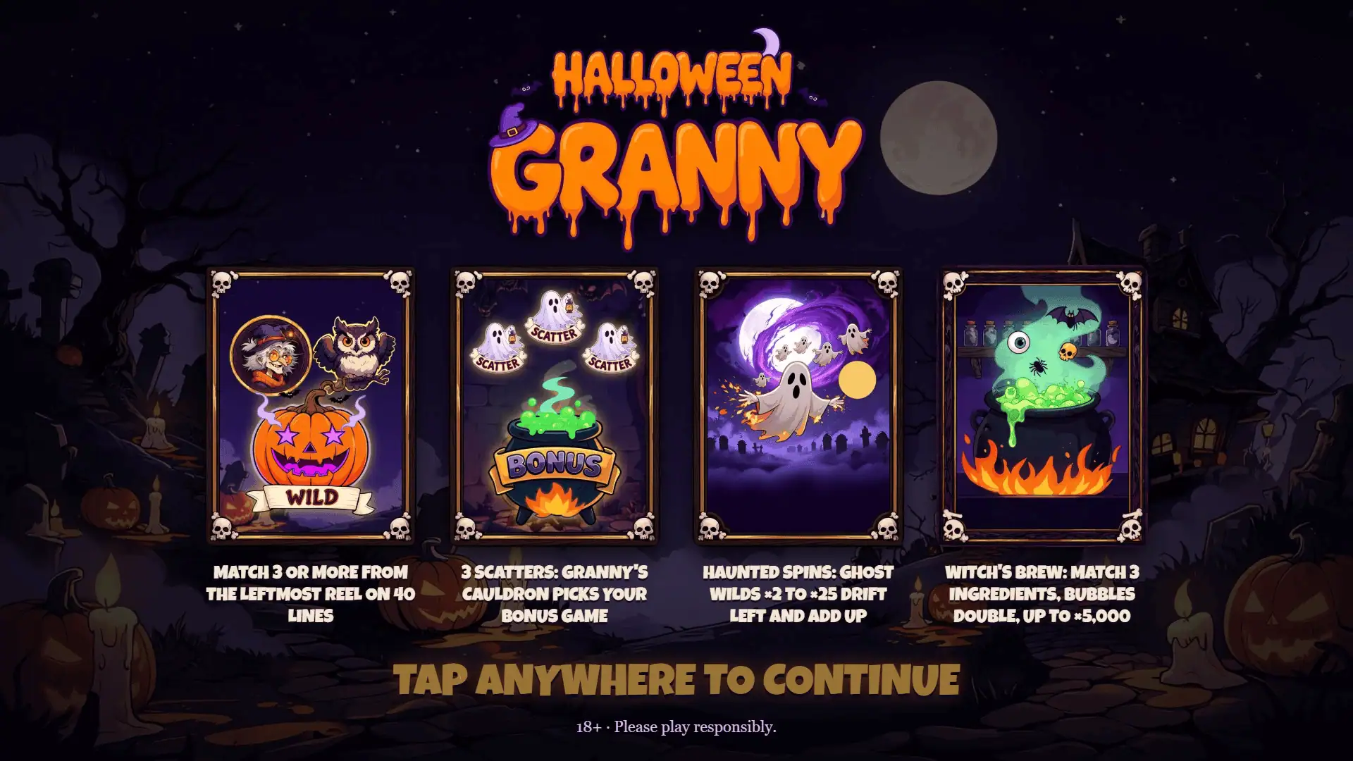 Halloween Granny slot intro screen