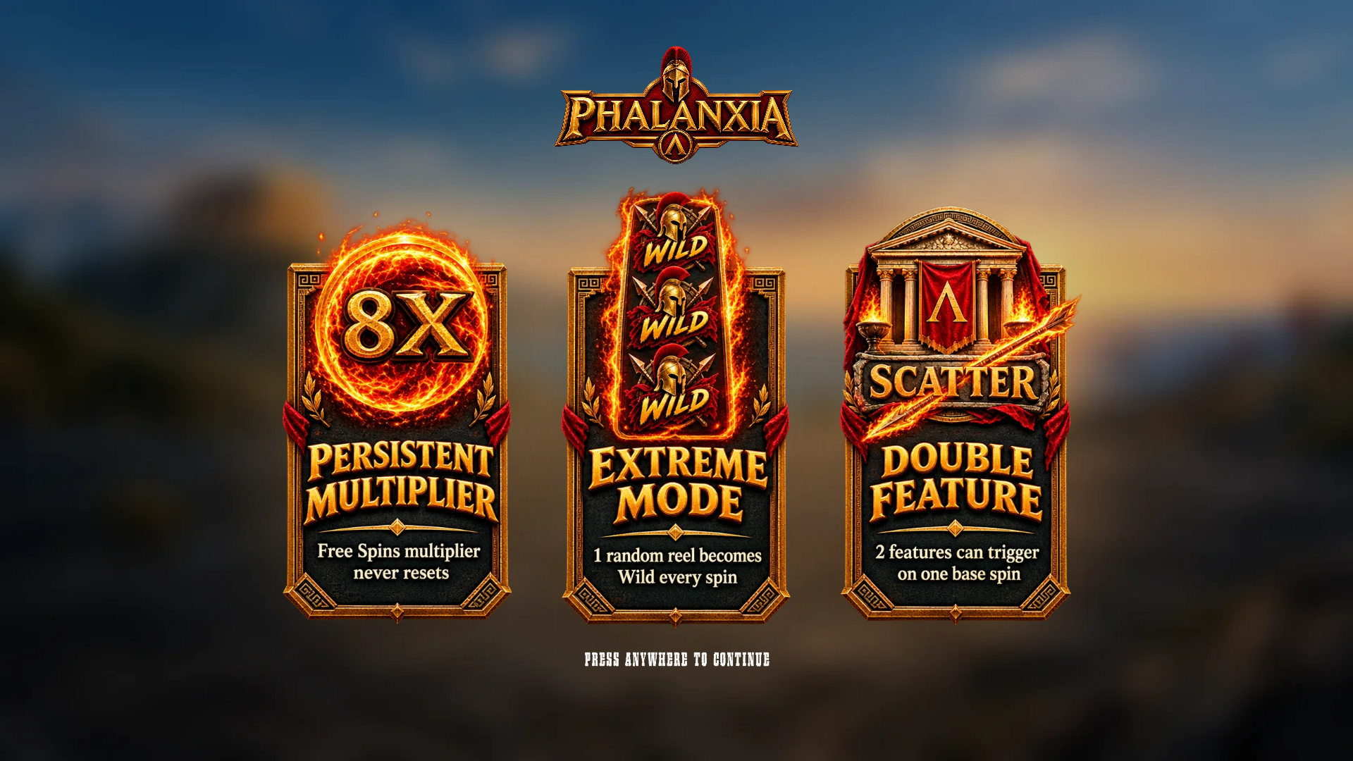 Phalanxia slot intro screen