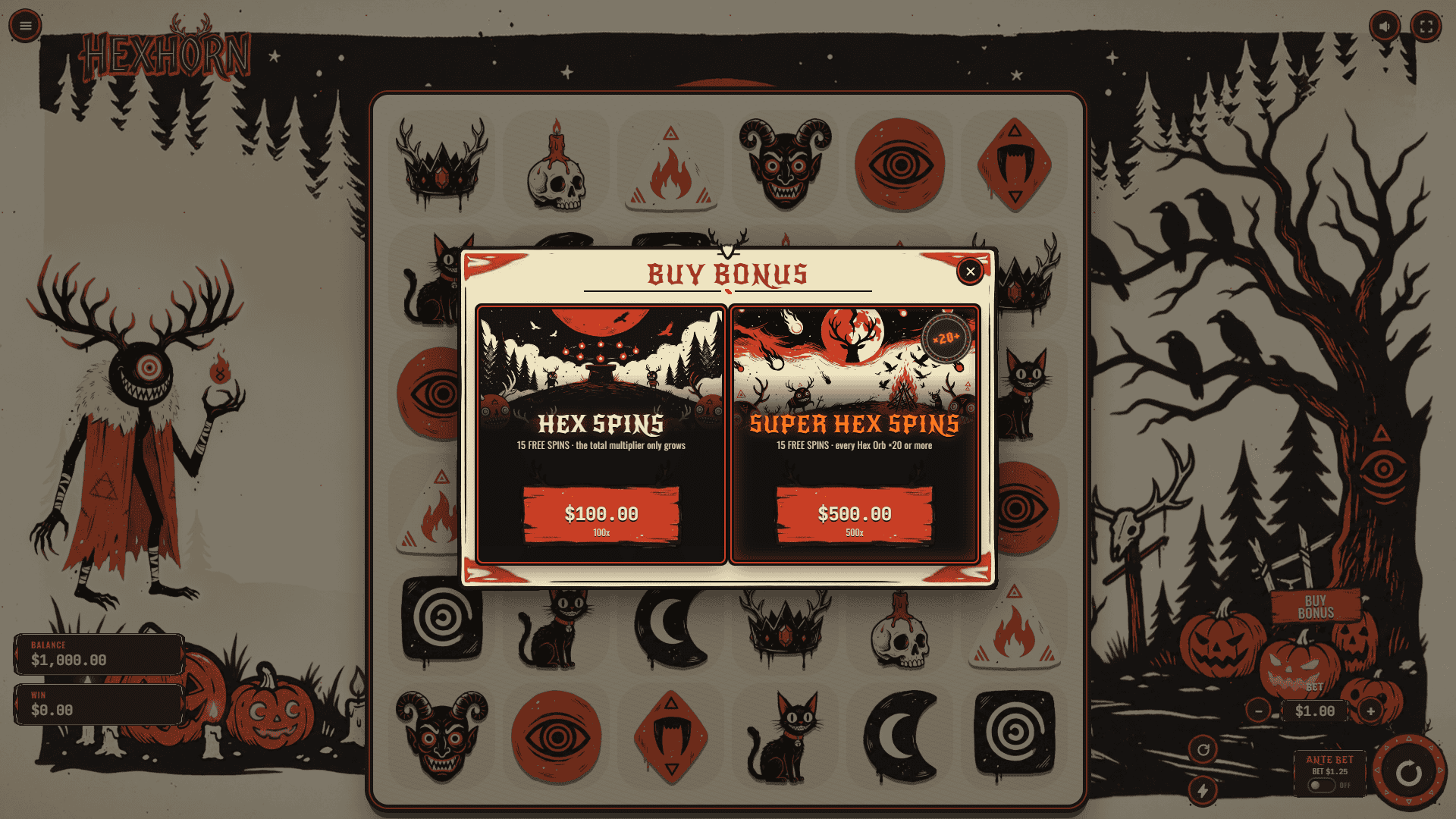Hexhorn bonus buy menu