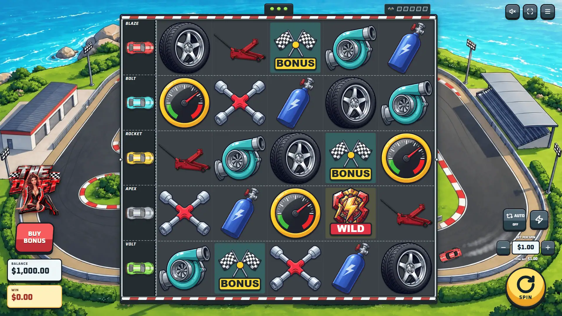 The Drift slot gameplay reels