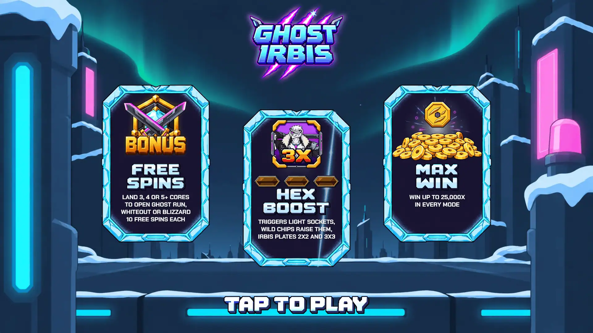 Ghost Irbis slot intro screen
