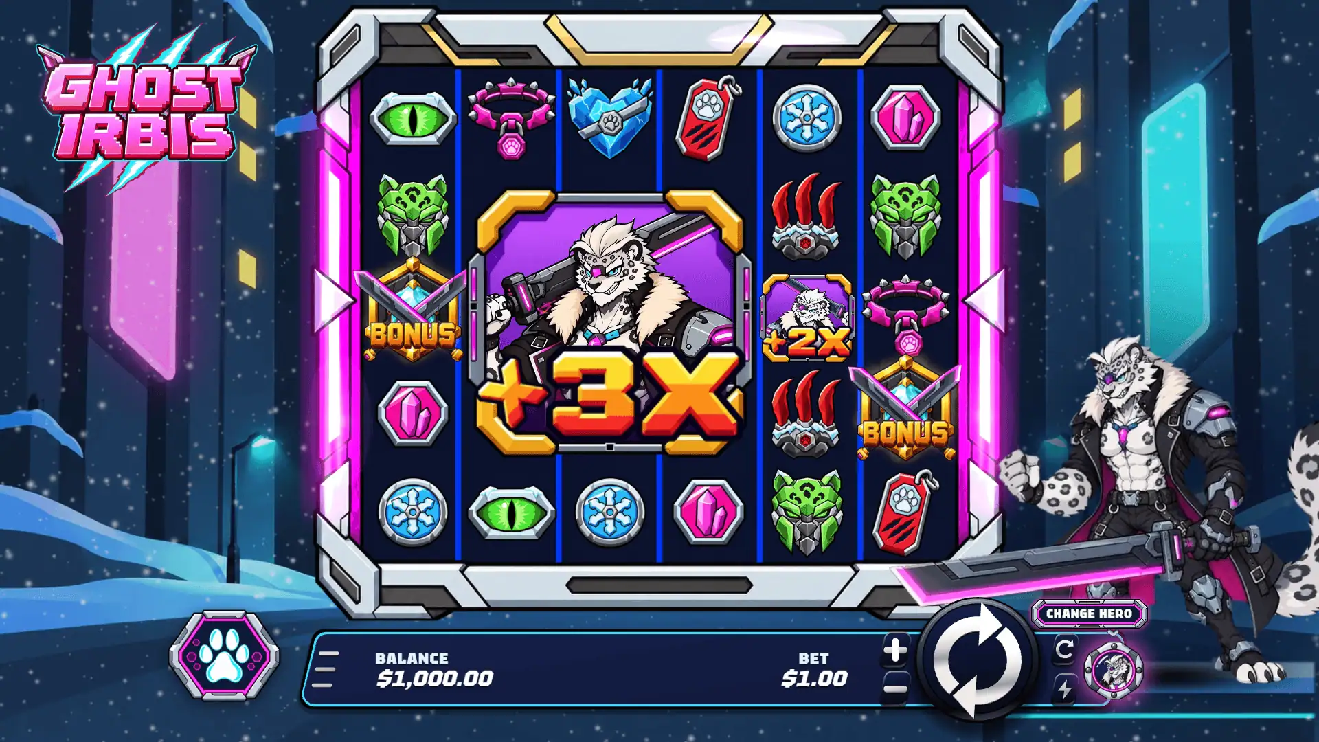Ghost Irbis slot gameplay reels